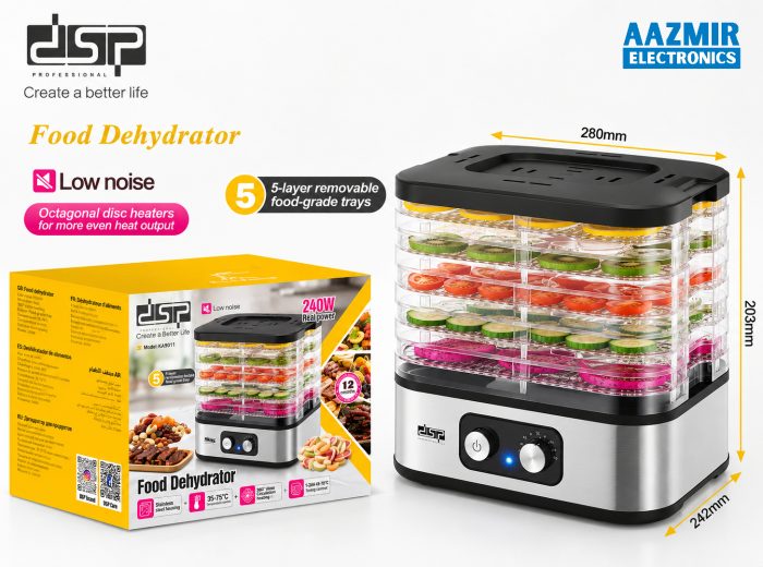 DSP Food Dehydrator KA9011 | 240W 5 Layer Electric Food Dryer | Aazmir Electronics - Image 2